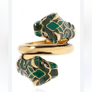GUCCI Tiger Heads Double Wrap Gold Plated Ring